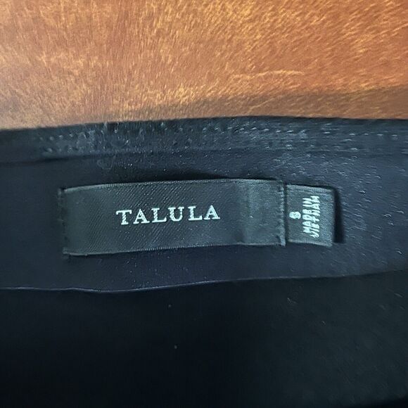 Talula Mini Skirt Size Small Black Faux Wrap Front Elastic Waist Stretch Pull On - Picture 4 of 9